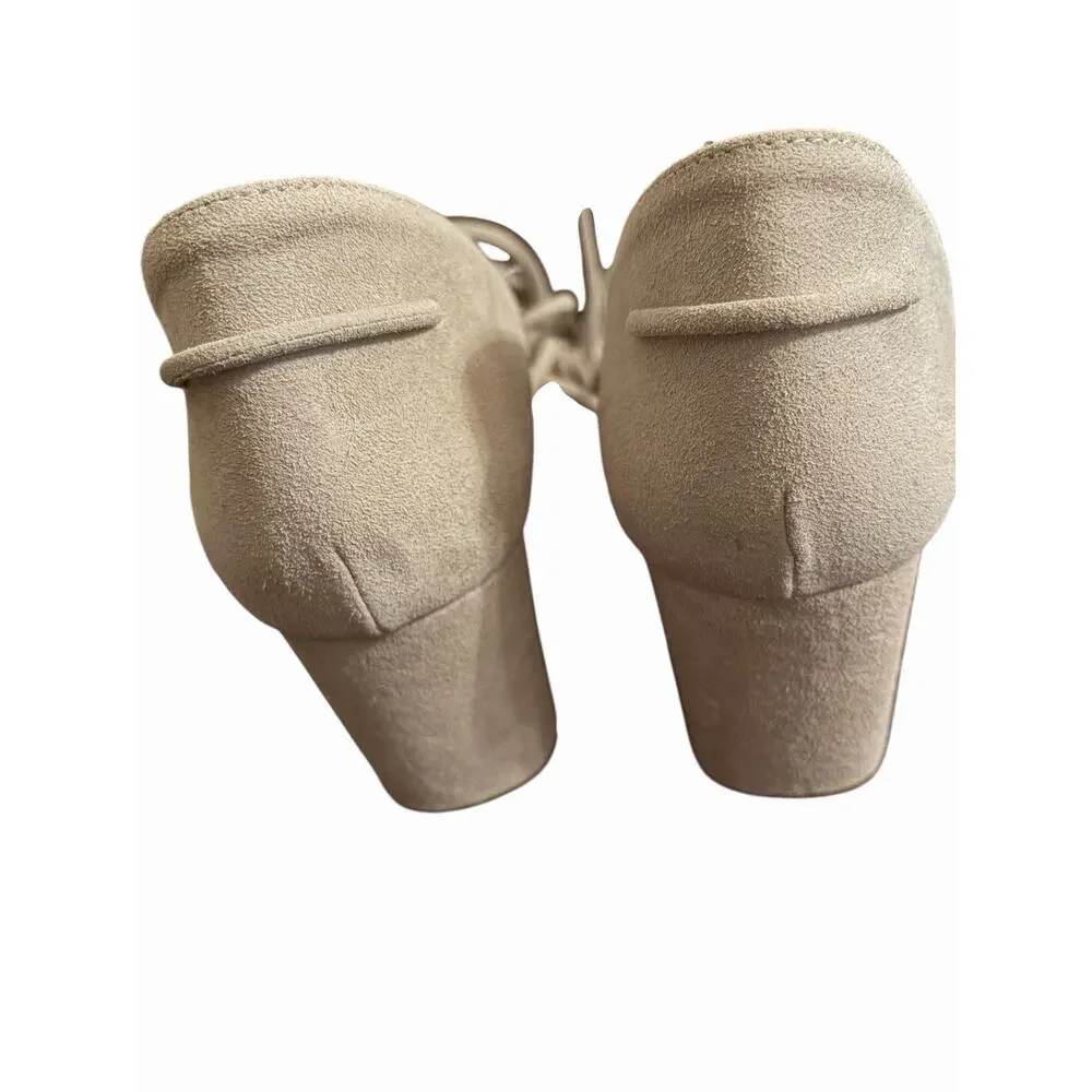NEW Alohas Dakota Beige Sandals •41/ 10• Suede Block Heel Wrap Strappy $185
